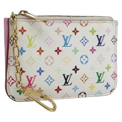 LOUIS VUITTON Multicolor Pochette Cles NM Coin Purse White M93734 Auth 169790V