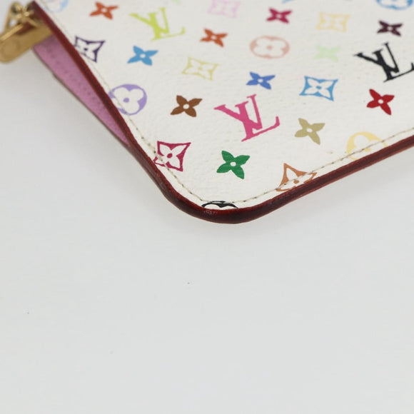 LOUIS VUITTON Multicolor Pochette Cles NM Coin Purse White M93734 Auth 169790V