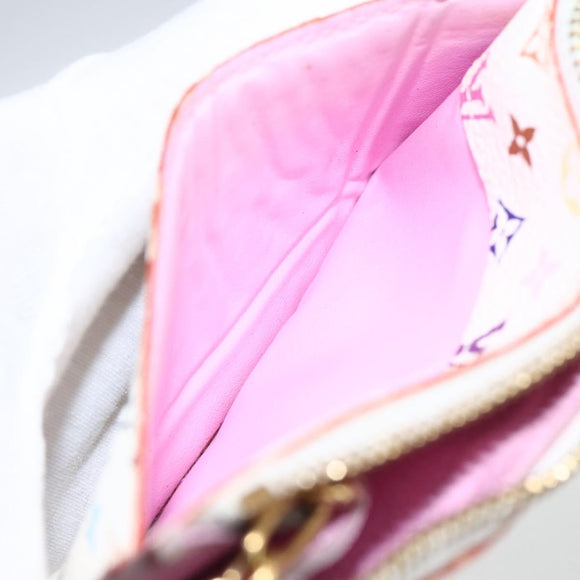 LOUIS VUITTON Multicolor Pochette Cles NM Coin Purse White M93734 Auth 169790V