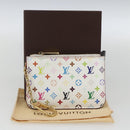 LOUIS VUITTON Multicolor Pochette Cles NM Coin Purse White M93734 Auth 169790V-12
