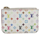 LOUIS VUITTON Multicolor Pochette Cles NM Coin Purse White M93734 Auth 169790V-13