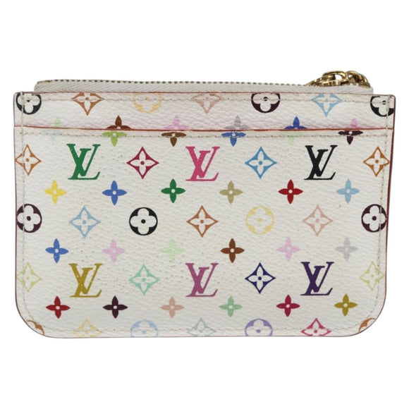 LOUIS VUITTON Multicolor Pochette Cles NM Coin Purse White M93734 Auth 169790V