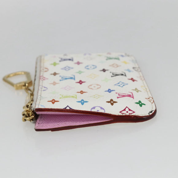 LOUIS VUITTON Multicolor Pochette Cles NM Coin Purse White M93734 Auth 169790V