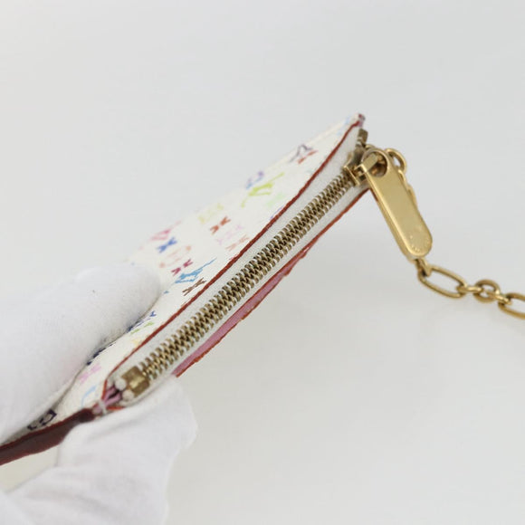 LOUIS VUITTON Multicolor Pochette Cles NM Coin Purse White M93734 Auth 169790V