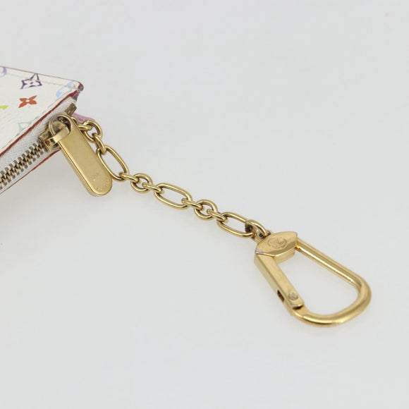LOUIS VUITTON Multicolor Pochette Cles NM Coin Purse White M93734 Auth 169790V