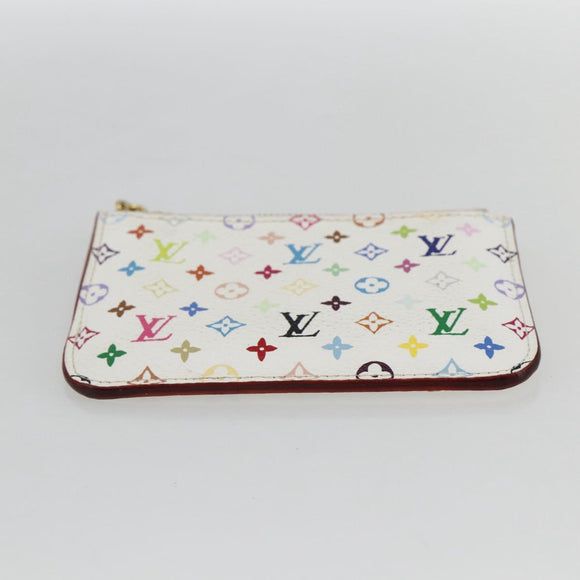 LOUIS VUITTON Multicolor Pochette Cles NM Coin Purse White M93734 Auth 169790V