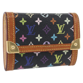 LOUIS VUITTON Monogram Multicolor Porte Monnaie Plat Black M92656 Auth 169791
