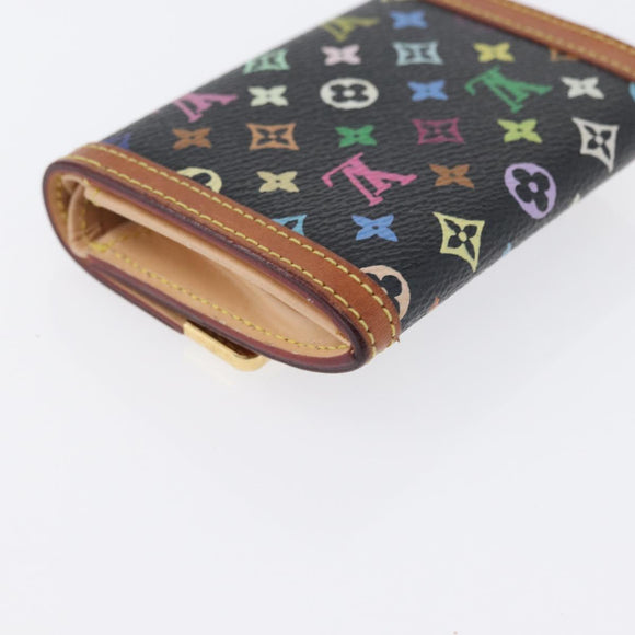 LOUIS VUITTON Monogram Multicolor Porte Monnaie Plat Black M92656 Auth 169791