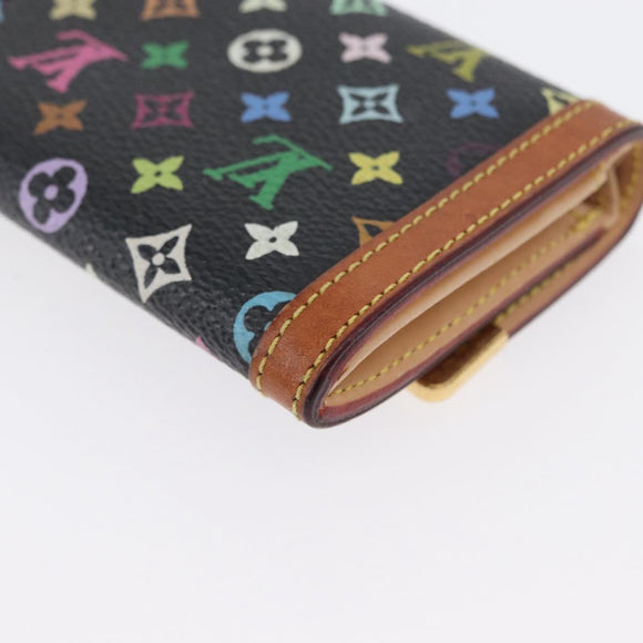 LOUIS VUITTON Monogram Multicolor Porte Monnaie Plat Black M92656 Auth 169791