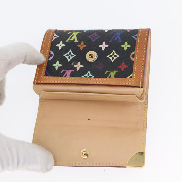 LOUIS VUITTON Monogram Multicolor Porte Monnaie Plat Black M92656 Auth 169791