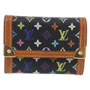 LOUIS VUITTON Monogram Multicolor Porte Monnaie Plat Black M92656 Auth 169791-13