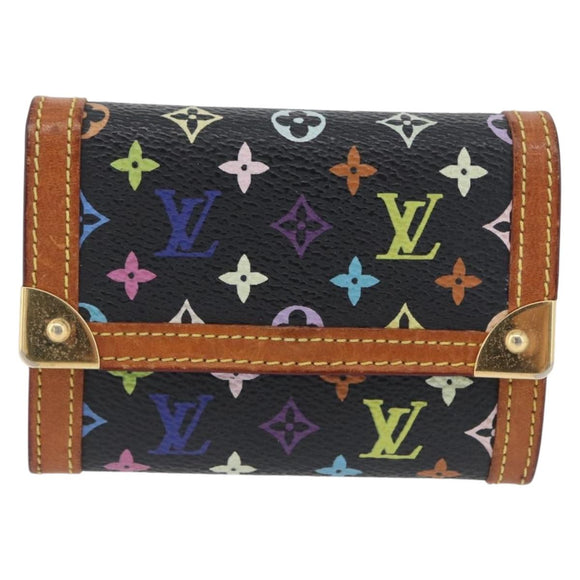 LOUIS VUITTON Monogram Multicolor Porte Monnaie Plat Black M92656 Auth 169791