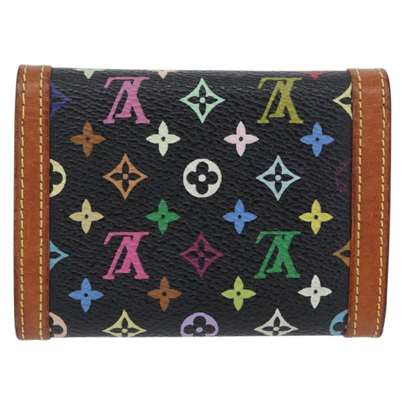 LOUIS VUITTON Monogram Multicolor Porte Monnaie Plat Black M92656 Auth 169791