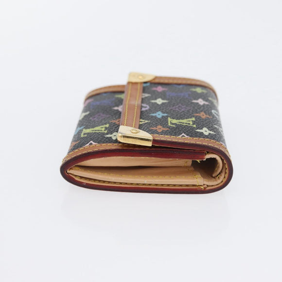 LOUIS VUITTON Monogram Multicolor Porte Monnaie Plat Black M92656 Auth 169791