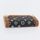 LOUIS VUITTON Monogram Multicolor Porte Monnaie Plat Black M92656 Auth 169791-5