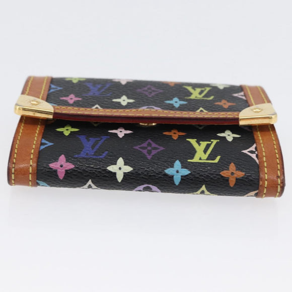 LOUIS VUITTON Monogram Multicolor Porte Monnaie Plat Black M92656 Auth 169791