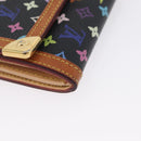 LOUIS VUITTON Monogram Multicolor Porte Monnaie Plat Black M92656 Auth 169791-7