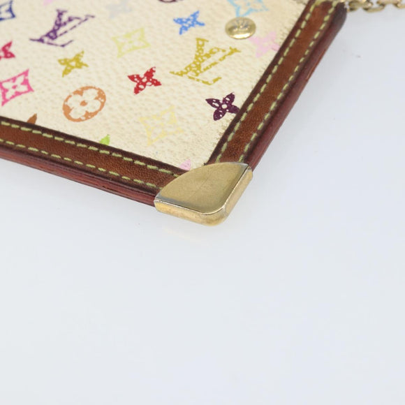 LOUIS VUITTON Monogram Multicolor Pochette Cles Purse White M92655 Auth 169794