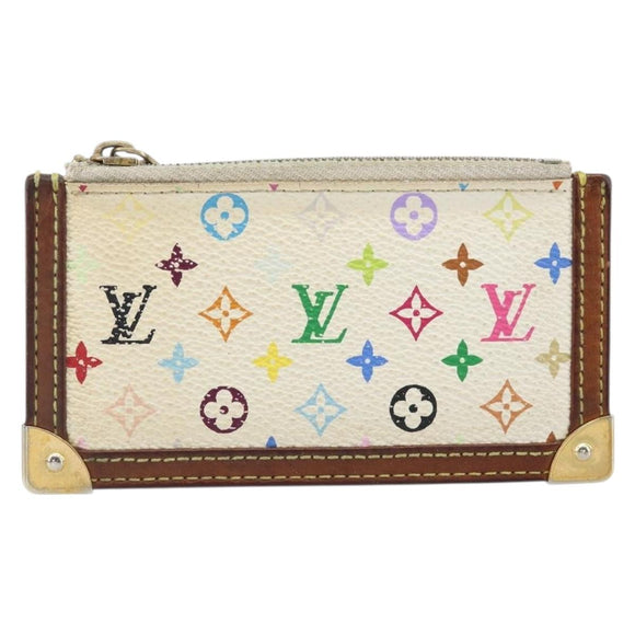 LOUIS VUITTON Monogram Multicolor Pochette Cles Purse White M92655 Auth 169794