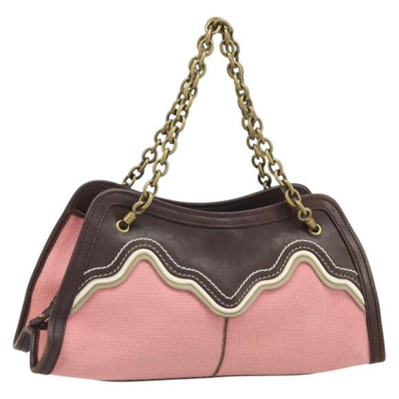 BOTTEGA VENETA Kettenhandtasche Canvas Outlet Rosa Gold 169980 Auth 169795V