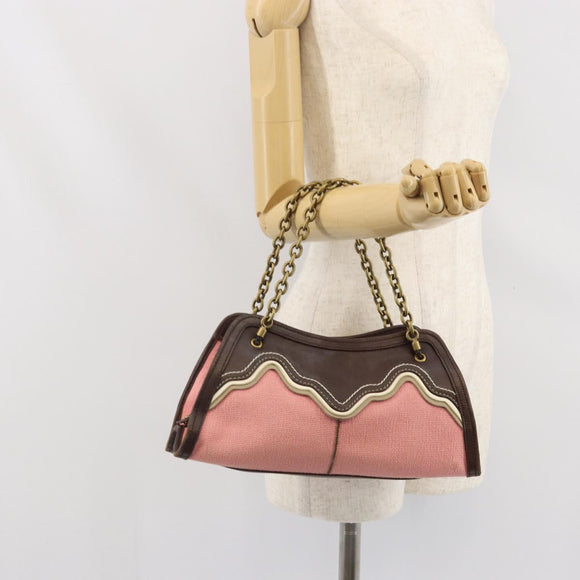 BOTTEGA VENETA Kettenhandtasche Canvas Outlet Rosa Gold 169980 Auth 169795V