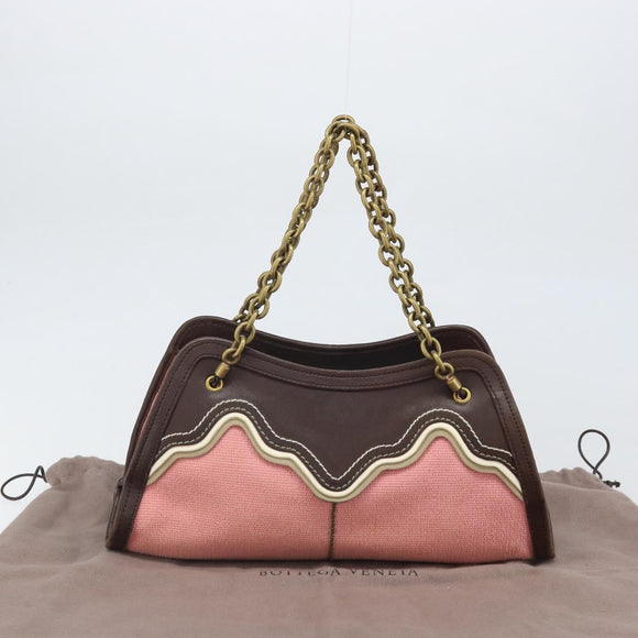 BOTTEGA VENETA Kettenhandtasche Canvas Outlet Rosa Gold 169980 Auth 169795V