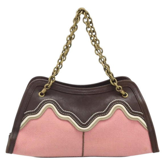 BOTTEGA VENETA Kettenhandtasche Canvas Outlet Rosa Gold 169980 Auth 169795V