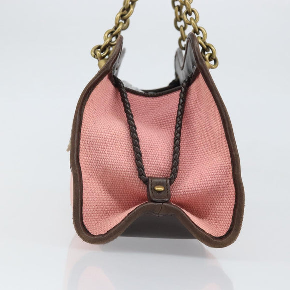 BOTTEGA VENETA Kettenhandtasche Canvas Outlet Rosa Gold 169980 Auth 169795V