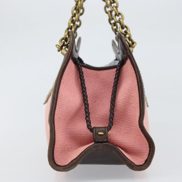 BOTTEGA VENETA Kettenhandtasche Canvas Outlet Rosa Gold 169980 Auth 169795V