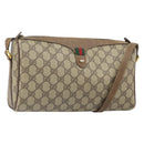 GUCCI GG Supreme Web Sherry Line Bag PVC Beige Gold 89 02 017 Auth 169801-1