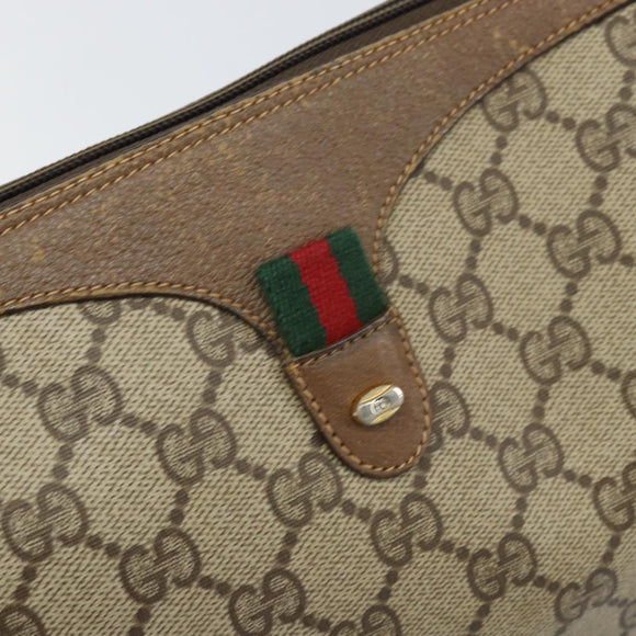 GUCCI GG Supreme Web Sherry Line Bag PVC Beige Gold 89 02 017 Auth 169801