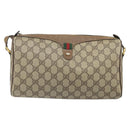GUCCI GG Supreme Web Sherry Line Bag PVC Beige Gold 89 02 017 Auth 169801-2