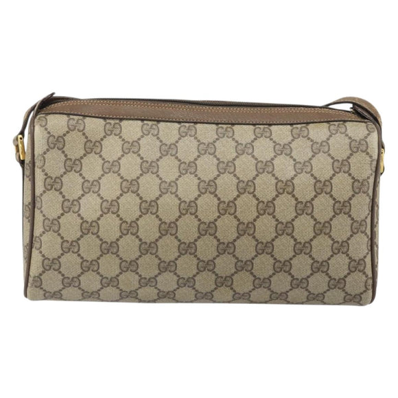 GUCCI GG Supreme Web Sherry Line Bag PVC Beige Gold 89 02 017 Auth 169801