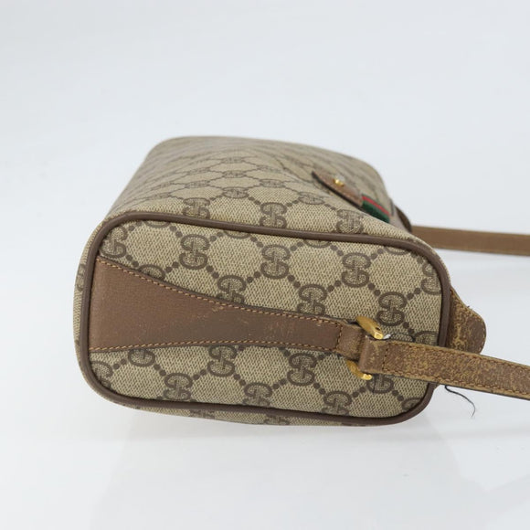 GUCCI GG Supreme Web Sherry Line Bag PVC Beige Gold 89 02 017 Auth 169801
