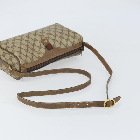 GUCCI GG Supreme Web Sherry Line Bag PVC Beige Gold 89 02 017 Auth 169801