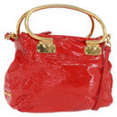 Miu Miu Hand Bag Patent leather 2way Red Gold Auth 169803-1