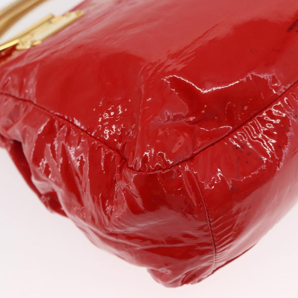 Miu Miu Hand Bag Patent leather 2way Red Gold Auth 169803