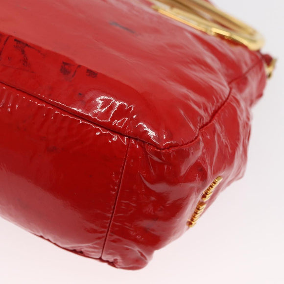 Miu Miu Hand Bag Patent leather 2way Red Gold Auth 169803