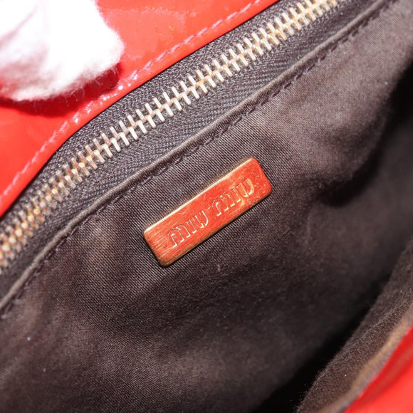Miu Miu Hand Bag Patent leather 2way Red Gold Auth 169803
