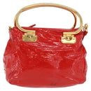 Miu Miu Hand Bag Patent leather 2way Red Gold Auth 169803-2