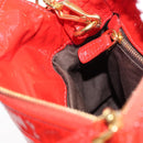 Miu Miu Hand Bag Patent leather 2way Red Gold Auth 169803-21