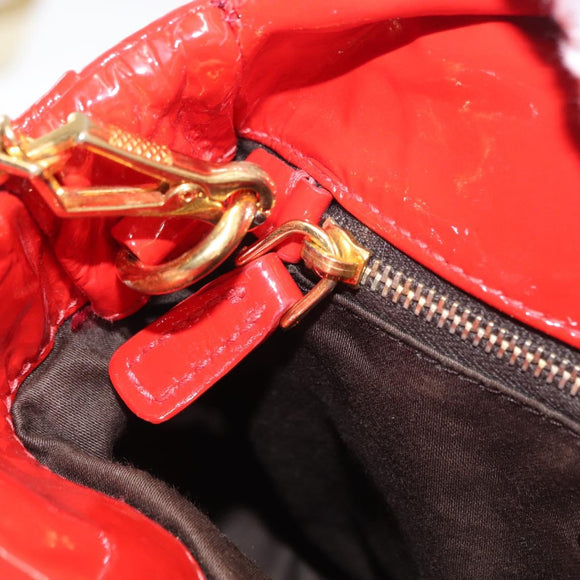 Miu Miu Hand Bag Patent leather 2way Red Gold Auth 169803