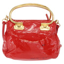 Miu Miu Hand Bag Patent leather 2way Red Gold Auth 169803-3