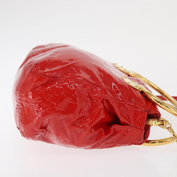Miu Miu Hand Bag Patent leather 2way Red Gold Auth 169803