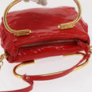 Miu Miu Hand Bag Patent leather 2way Red Gold Auth 169803-6