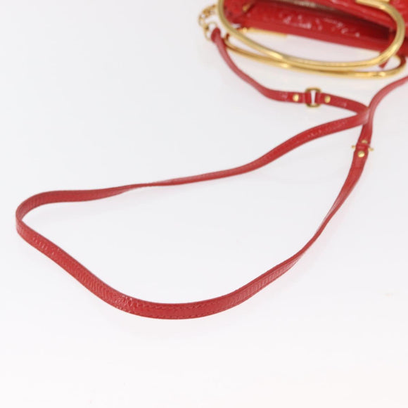 Miu Miu Hand Bag Patent leather 2way Red Gold Auth 169803