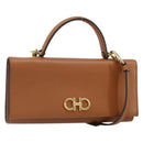 Salvatore Ferragamo Gancini Shoulder Wallet Bag Leather Brown Gold Auth 169804V-1