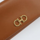 Salvatore Ferragamo Gancini Shoulder Wallet Bag Leather Brown Gold Auth 169804V-16