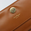 Salvatore Ferragamo Gancini Shoulder Wallet Bag Leather Brown Gold Auth 169804V-18