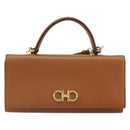 Salvatore Ferragamo Gancini Shoulder Wallet Bag Leather Brown Gold Auth 169804V-2